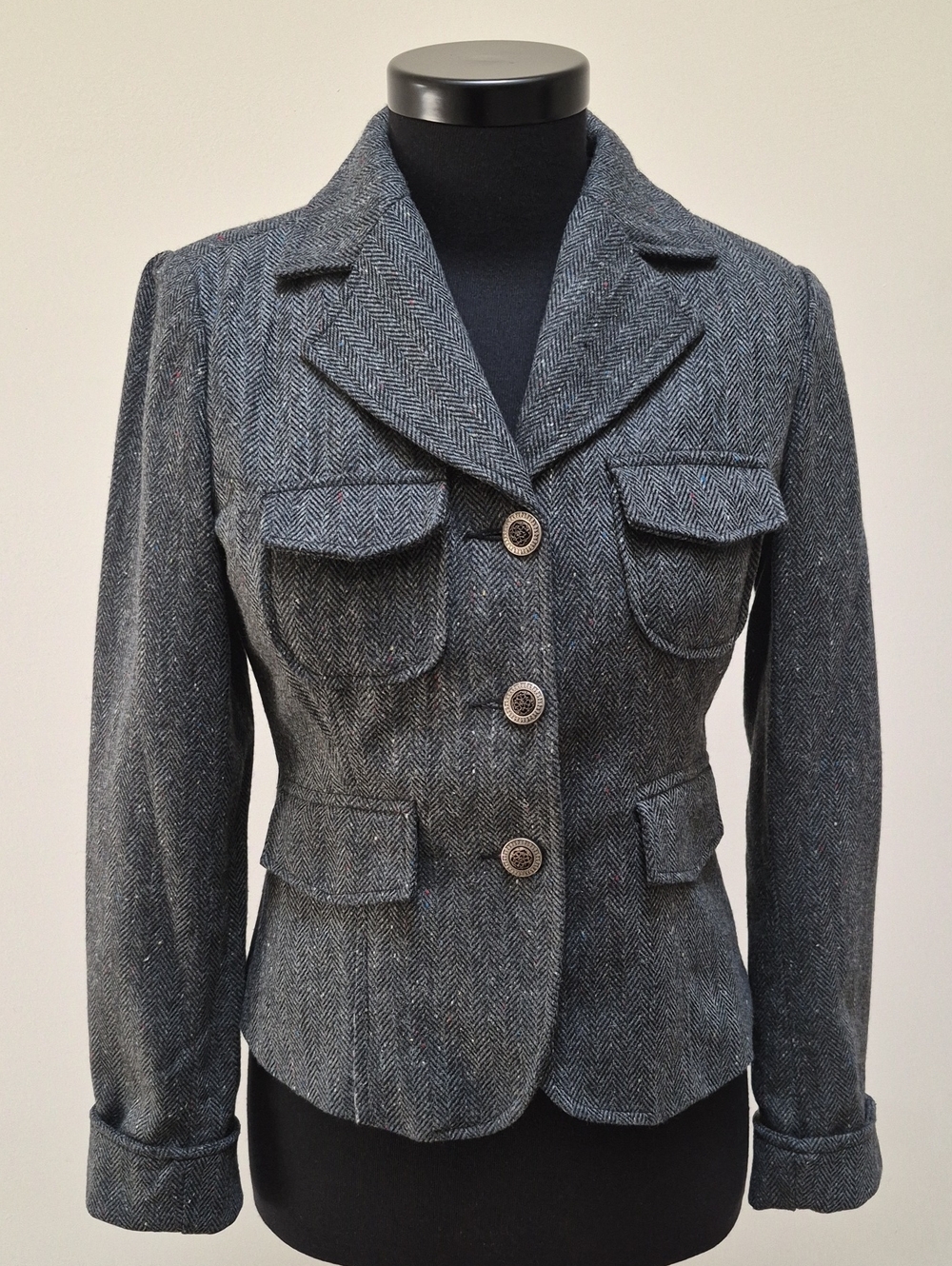 RD Style Gray Herringbone Tailored Blazer